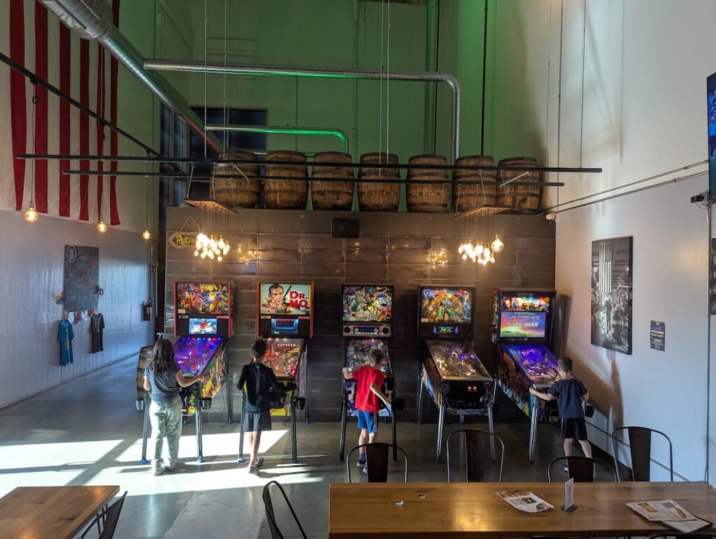 Pinball machines at Noon Whistle Brewing in Lombard, IL near Downers Grove, IL.